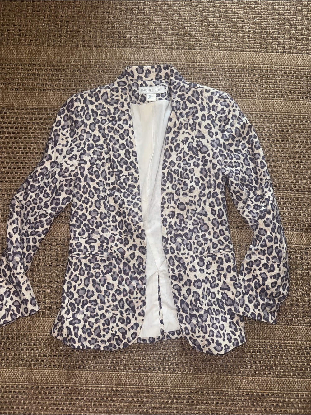 Rachel Zoe Leopard-Print Blazer in White and Purple Lavender